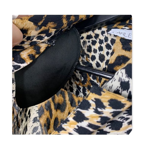 Vintage 80s Scarlett Animal Print Short Sleeve Button Up Dress Medium - Picture 15 of 15